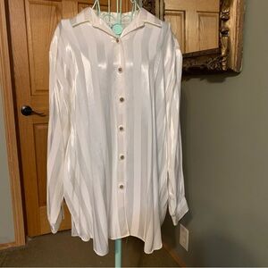 Vintage 80s BENTLEY Women's White Blouse Button Up Shirt Top Size XL